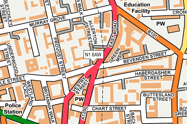 N1 6AW map - OS OpenMap – Local (Ordnance Survey)