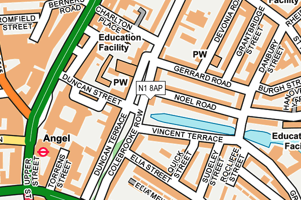 N1 8AP map - OS OpenMap – Local (Ordnance Survey)