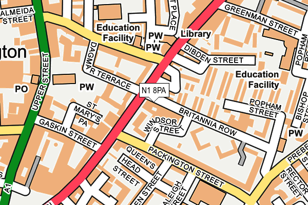 N1 8PA map - OS OpenMap – Local (Ordnance Survey)
