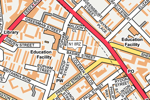 N1 8RZ map - OS OpenMap – Local (Ordnance Survey) N1 8RZ map - OS OpenMap – Local (Ordnance Survey)