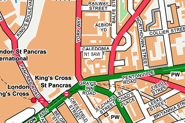 N1 9AW map - OS OpenMap – Local (Ordnance Survey) N1 9AW map - OS OpenMap – Local (Ordnance Survey)