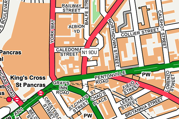 N1 9DU map - OS OpenMap – Local (Ordnance Survey)