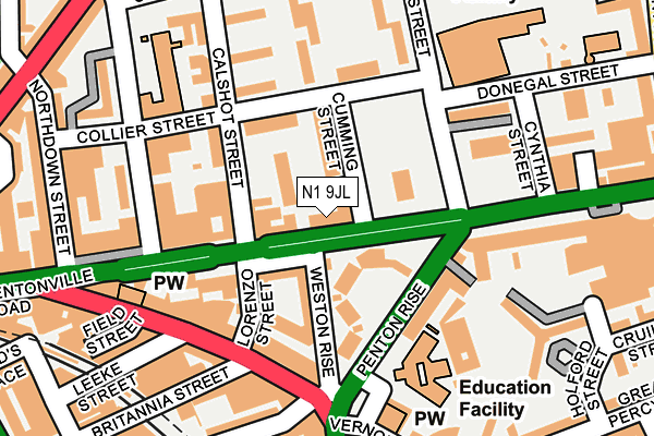 N1 9JL map - OS OpenMap – Local (Ordnance Survey) N1 9JL map - OS OpenMap – Local (Ordnance Survey)