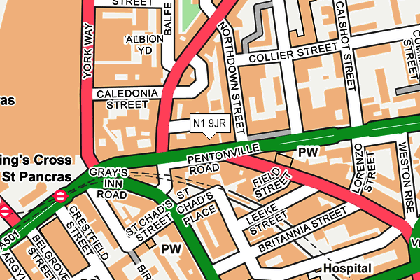 N1 9JR map - OS OpenMap – Local (Ordnance Survey)