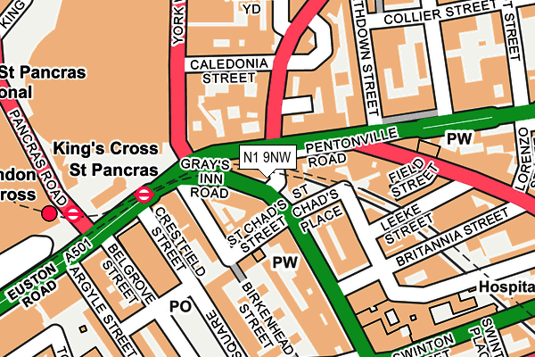 N1 9NW map - OS OpenMap – Local (Ordnance Survey) N1 9NW map - OS OpenMap – Local (Ordnance Survey)