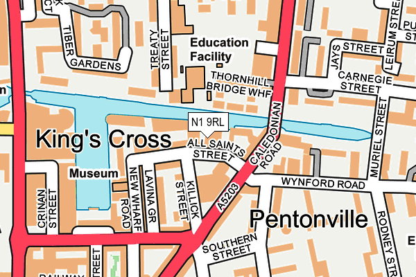 N1 9RL map - OS OpenMap – Local (Ordnance Survey)