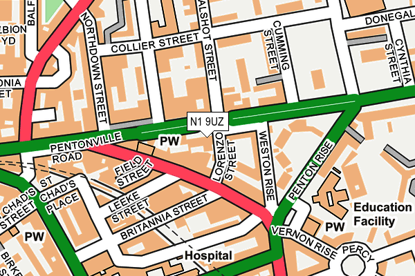 N1 9UZ map - OS OpenMap – Local (Ordnance Survey) N1 9UZ map - OS OpenMap – Local (Ordnance Survey)