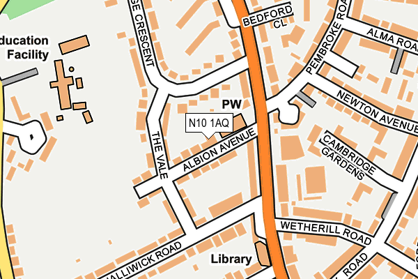 N10 1AQ map - OS OpenMap – Local (Ordnance Survey) N10 1AQ map - OS OpenMap – Local (Ordnance Survey)