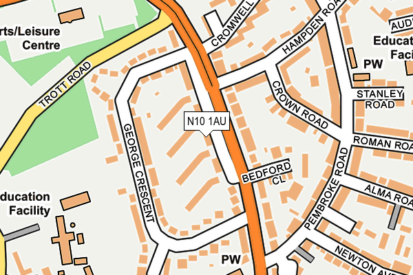 N10 1AU map - OS OpenMap – Local (Ordnance Survey) N10 1AU map - OS OpenMap – Local (Ordnance Survey)