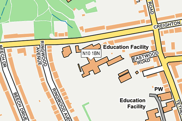 N10 1BN map - OS OpenMap – Local (Ordnance Survey)