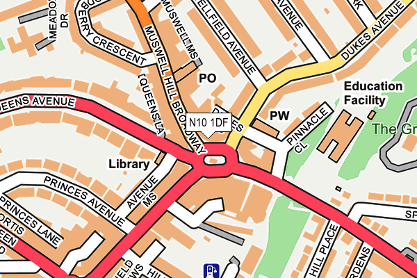 N10 1DF map - OS OpenMap – Local (Ordnance Survey) N10 1DF map - OS OpenMap – Local (Ordnance Survey)