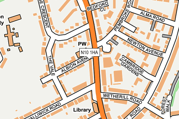 N10 1HA map - OS OpenMap – Local (Ordnance Survey)