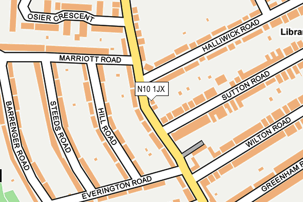 N10 1JX map - OS OpenMap – Local (Ordnance Survey) N10 1JX map - OS OpenMap – Local (Ordnance Survey)