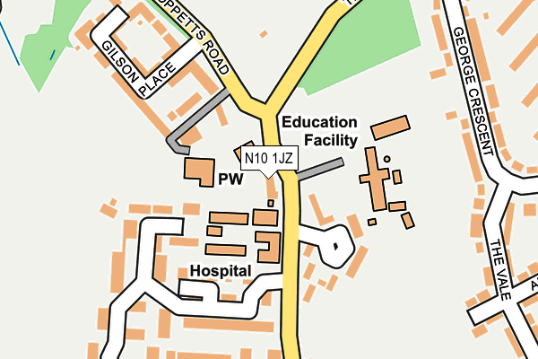 N10 1JZ map - OS OpenMap – Local (Ordnance Survey)