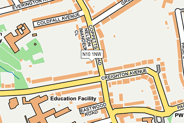 N10 1NW map - OS OpenMap – Local (Ordnance Survey) N10 1NW map - OS OpenMap – Local (Ordnance Survey)