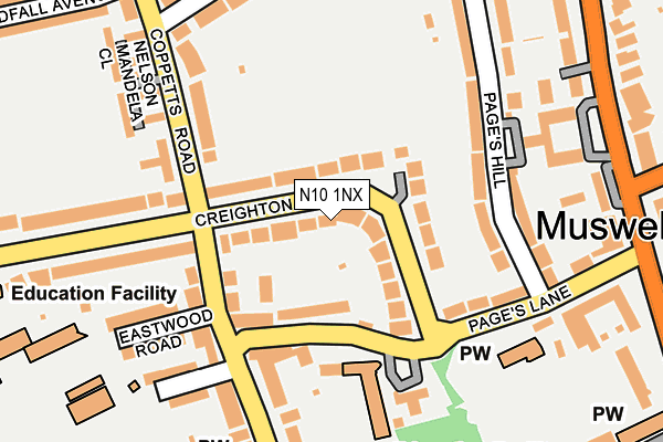 N10 1NX map - OS OpenMap – Local (Ordnance Survey) N10 1NX map - OS OpenMap – Local (Ordnance Survey)