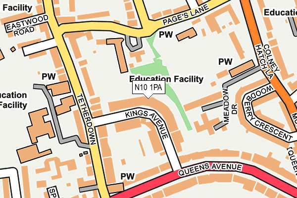 N10 1PA map - OS OpenMap – Local (Ordnance Survey) N10 1PA map - OS OpenMap – Local (Ordnance Survey)