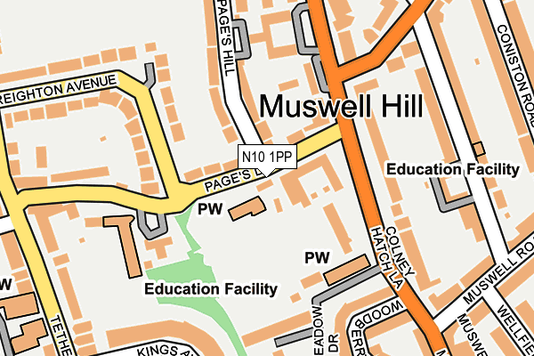 N10 1PP map - OS OpenMap – Local (Ordnance Survey) N10 1PP map - OS OpenMap – Local (Ordnance Survey)