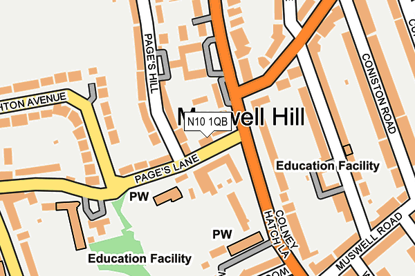 N10 1QB map - OS OpenMap – Local (Ordnance Survey)