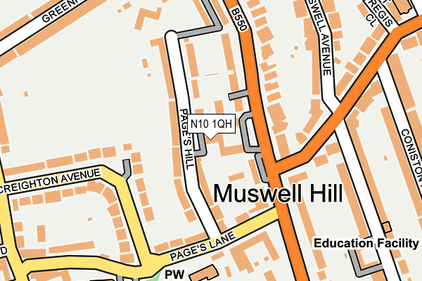 N10 1QH map - OS OpenMap – Local (Ordnance Survey) N10 1QH map - OS OpenMap – Local (Ordnance Survey)
