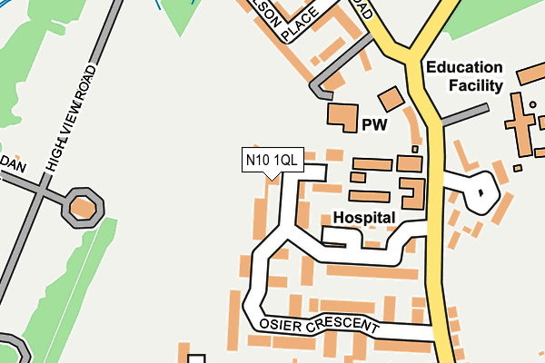 N10 1QL map - OS OpenMap – Local (Ordnance Survey) N10 1QL map - OS OpenMap – Local (Ordnance Survey)