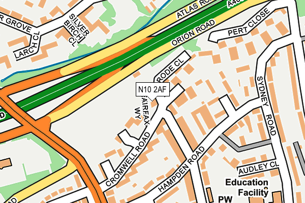 N10 2AF map - OS OpenMap – Local (Ordnance Survey) N10 2AF map - OS OpenMap – Local (Ordnance Survey)