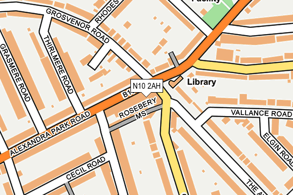N10 2AH map - OS OpenMap – Local (Ordnance Survey) N10 2AH map - OS OpenMap – Local (Ordnance Survey)