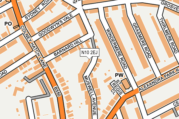 N10 2EJ map - OS OpenMap – Local (Ordnance Survey) N10 2EJ map - OS OpenMap – Local (Ordnance Survey)