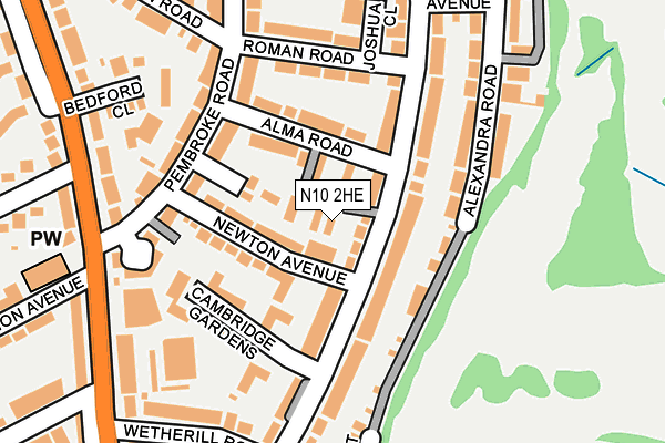 N10 2HE map - OS OpenMap – Local (Ordnance Survey) N10 2HE map - OS OpenMap – Local (Ordnance Survey)