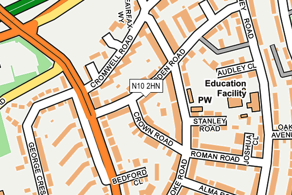 N10 2HN map - OS OpenMap – Local (Ordnance Survey) N10 2HN map - OS OpenMap – Local (Ordnance Survey)