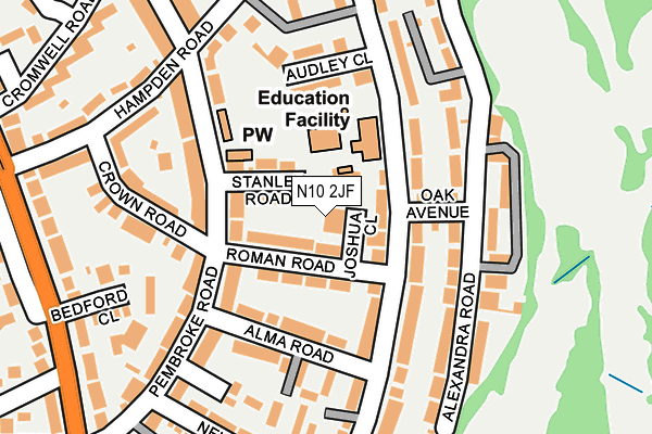 N10 2JF map - OS OpenMap – Local (Ordnance Survey) N10 2JF map - OS OpenMap – Local (Ordnance Survey)