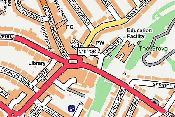 N10 2QR map - OS OpenMap – Local (Ordnance Survey) N10 2QR map - OS OpenMap – Local (Ordnance Survey)