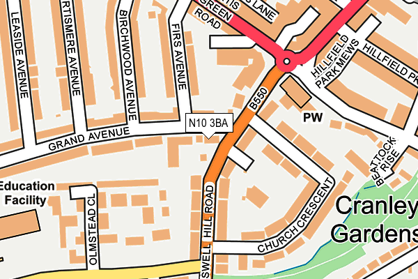 N10 3BA map - OS OpenMap – Local (Ordnance Survey) N10 3BA map - OS OpenMap – Local (Ordnance Survey)