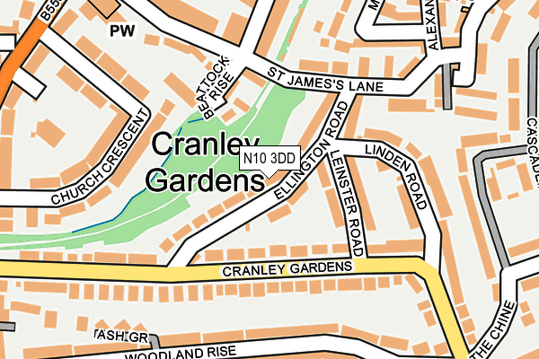 N10 3DD map - OS OpenMap – Local (Ordnance Survey)