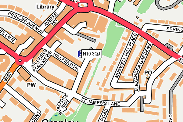 N10 3QJ map - OS OpenMap – Local (Ordnance Survey) N10 3QJ map - OS OpenMap – Local (Ordnance Survey)