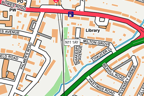 N11 1AY map - OS OpenMap – Local (Ordnance Survey) N11 1AY map - OS OpenMap – Local (Ordnance Survey)