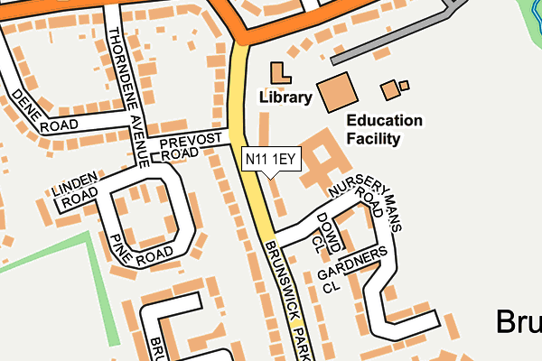 N11 1EY map - OS OpenMap – Local (Ordnance Survey)
