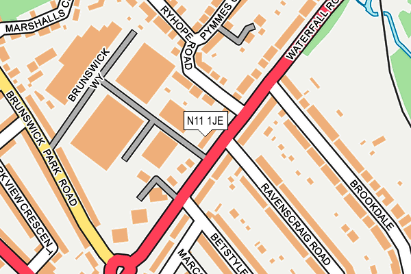 N11 1JE map - OS OpenMap – Local (Ordnance Survey)