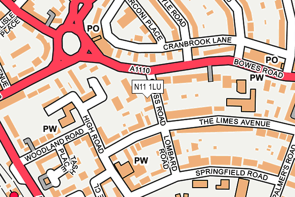 N11 1LU map - OS OpenMap – Local (Ordnance Survey)