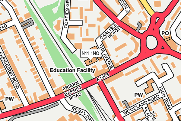 N11 1NQ map - OS OpenMap – Local (Ordnance Survey)