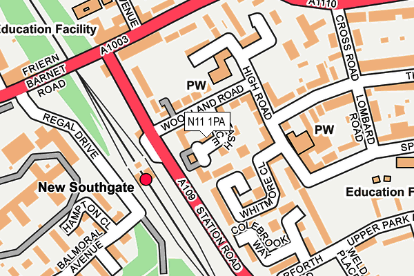 N11 1PA map - OS OpenMap – Local (Ordnance Survey)
