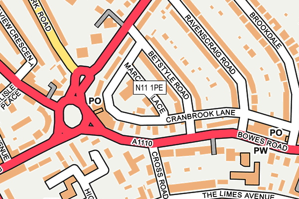 N11 1PE map - OS OpenMap – Local (Ordnance Survey) N11 1PE map - OS OpenMap – Local (Ordnance Survey)