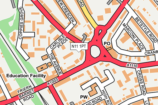 N11 1PT map - OS OpenMap – Local (Ordnance Survey)