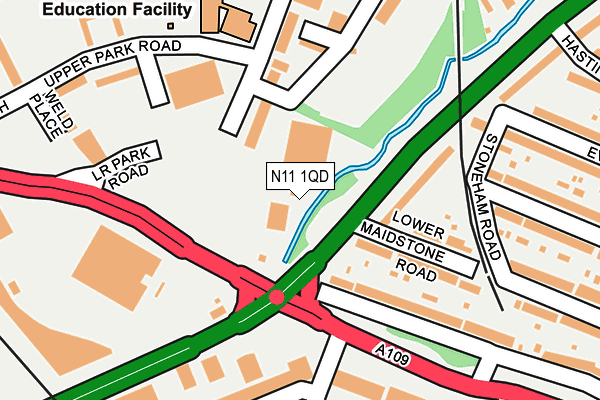 N11 1QD map - OS OpenMap – Local (Ordnance Survey) N11 1QD map - OS OpenMap – Local (Ordnance Survey)
