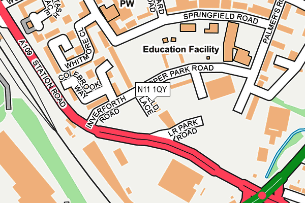 N11 1QY map - OS OpenMap – Local (Ordnance Survey)