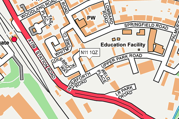 N11 1QZ map - OS OpenMap – Local (Ordnance Survey)