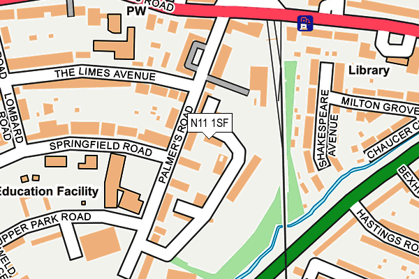 N11 1SF map - OS OpenMap – Local (Ordnance Survey)