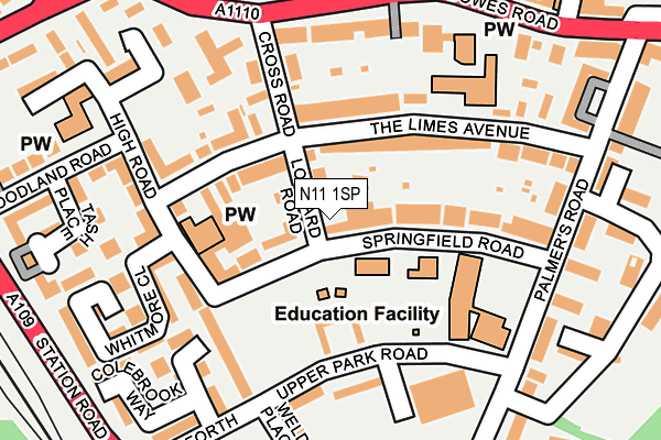 N11 1SP map - OS OpenMap – Local (Ordnance Survey)