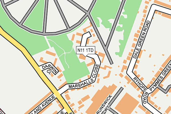 N11 1TD map - OS OpenMap – Local (Ordnance Survey)