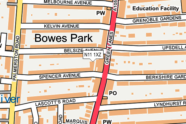 N11 1XZ map - OS OpenMap – Local (Ordnance Survey) N11 1XZ map - OS OpenMap – Local (Ordnance Survey)
